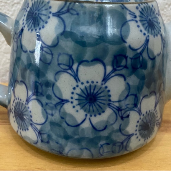 Vintage Asian Blue Floral Porcelain Teapot - Picture 9 of 13